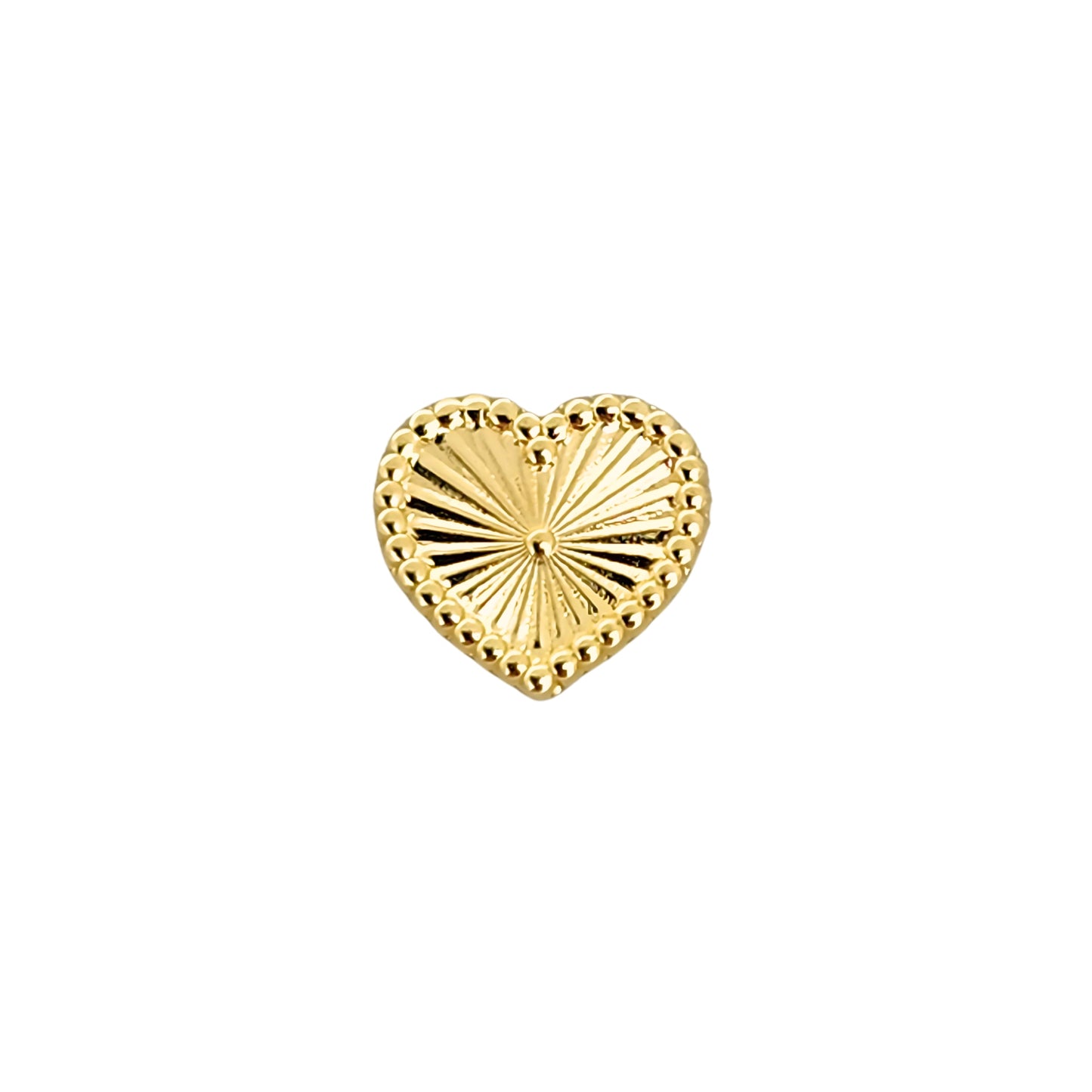 Aretes Oro 10K Broquel Corazón Rayado