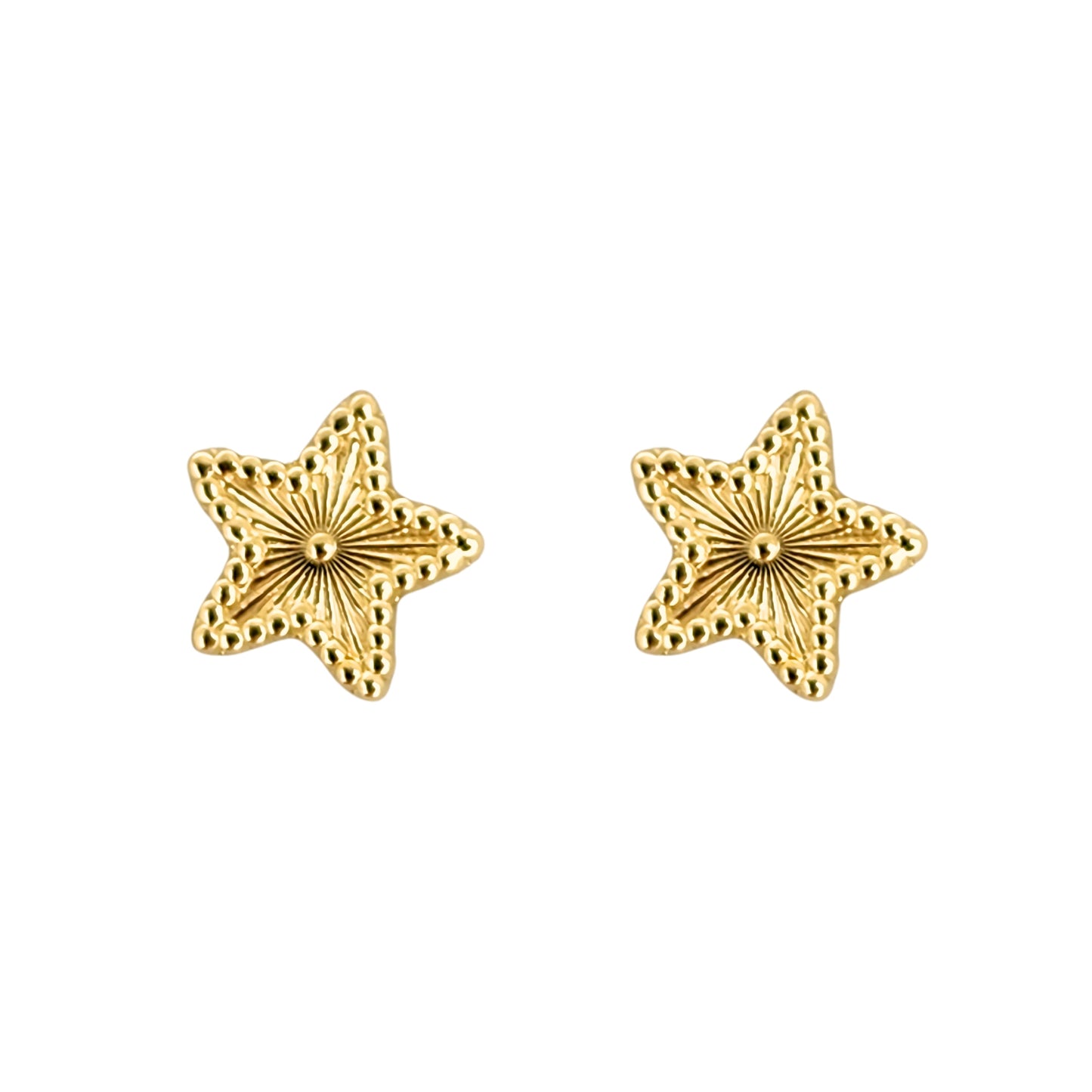 Aretes Oro 10K Broquel Estrella Rayada