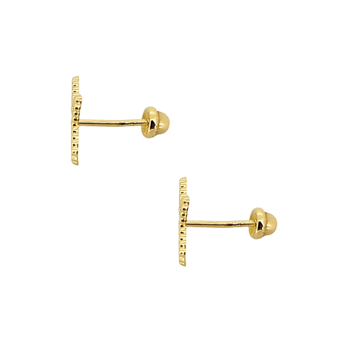Aretes Oro 10K Broquel Estrella Rayada