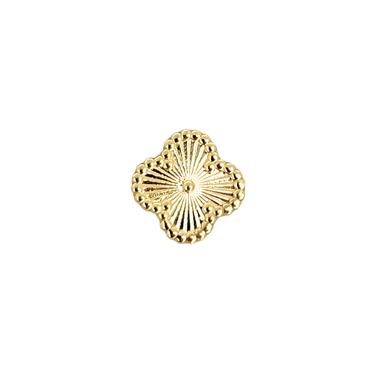 Aretes Oro 10K Broquel Trébol Rayado