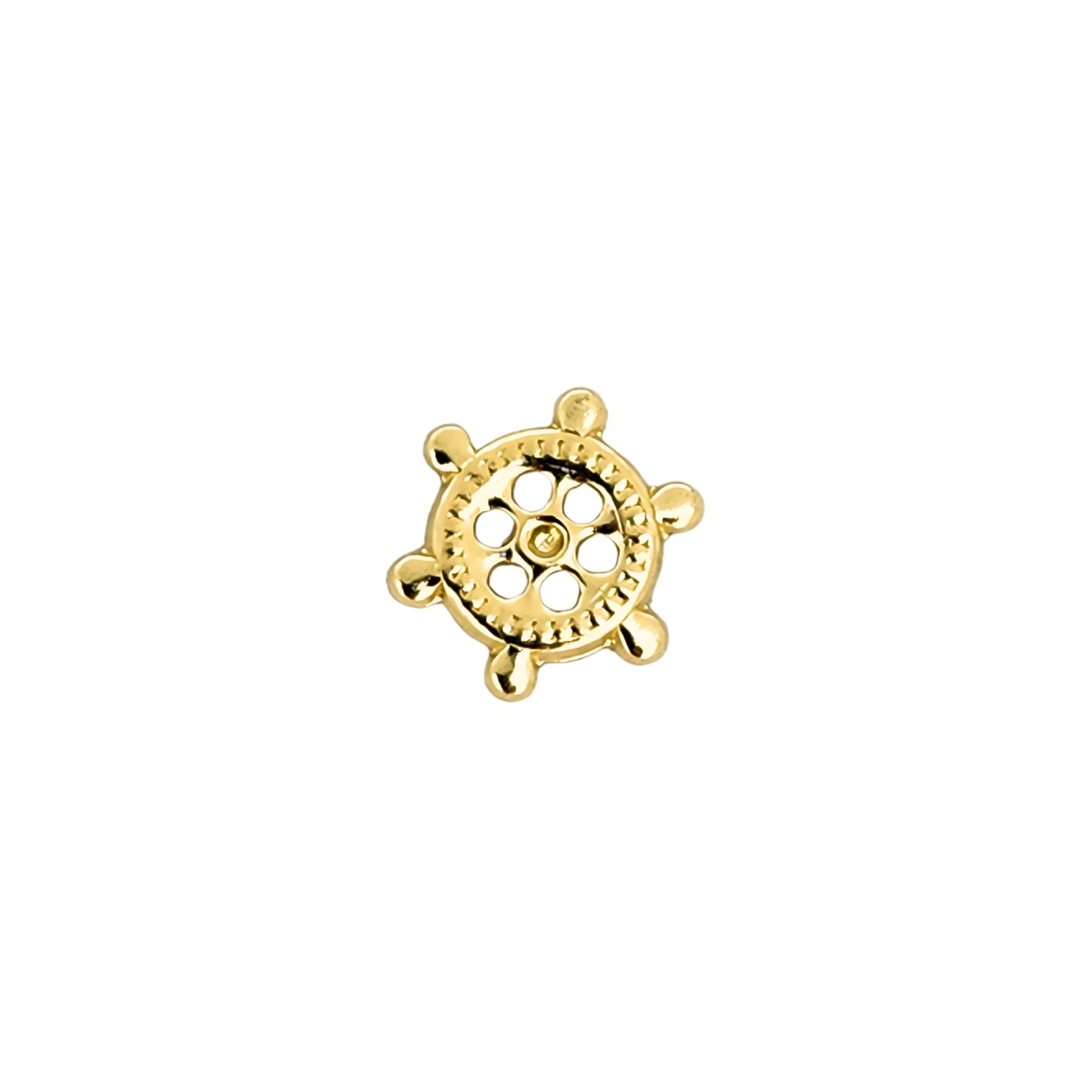 Aretes Oro 10K Broquel Timón de Barco