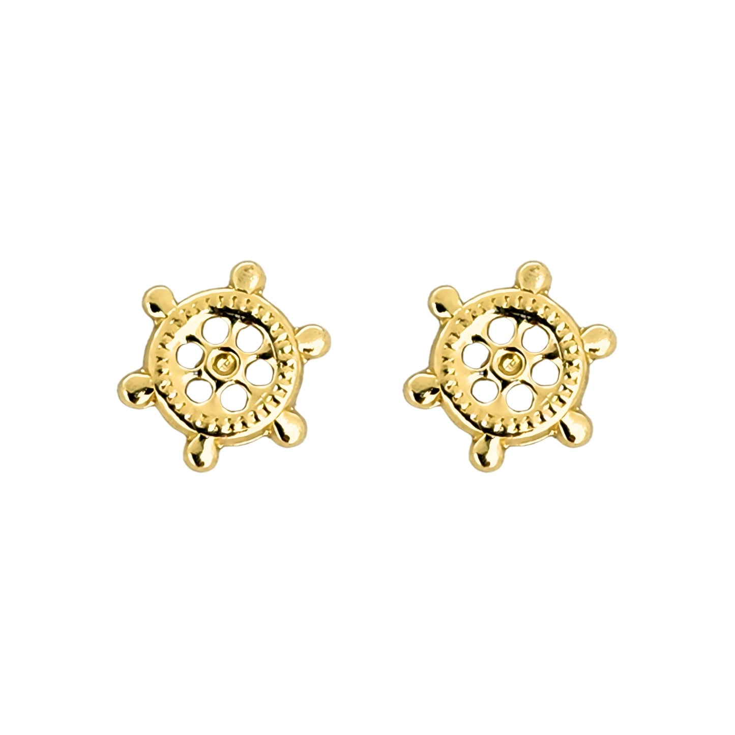 Aretes Oro 10K Broquel Timón de Barco
