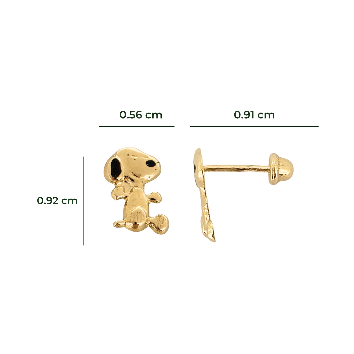 Aretes Oro 10K Broquel Perrito Beagle