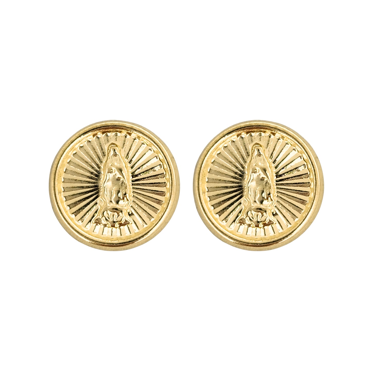 Aretes Oro 10K Broquel Virgen Diamantada Redonda