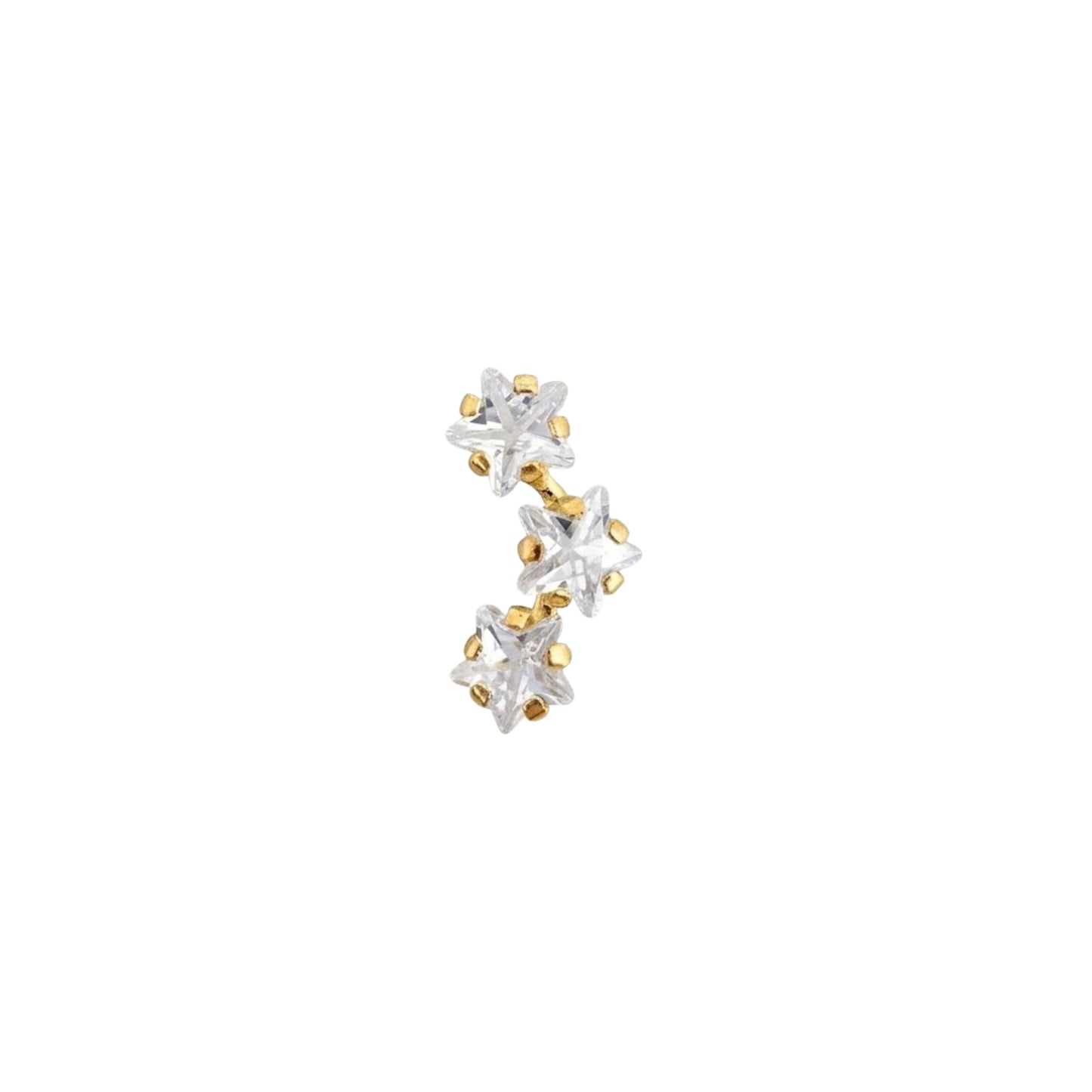 Aretes Oro 10K Broquel Lambada 3 Estrellas Chica