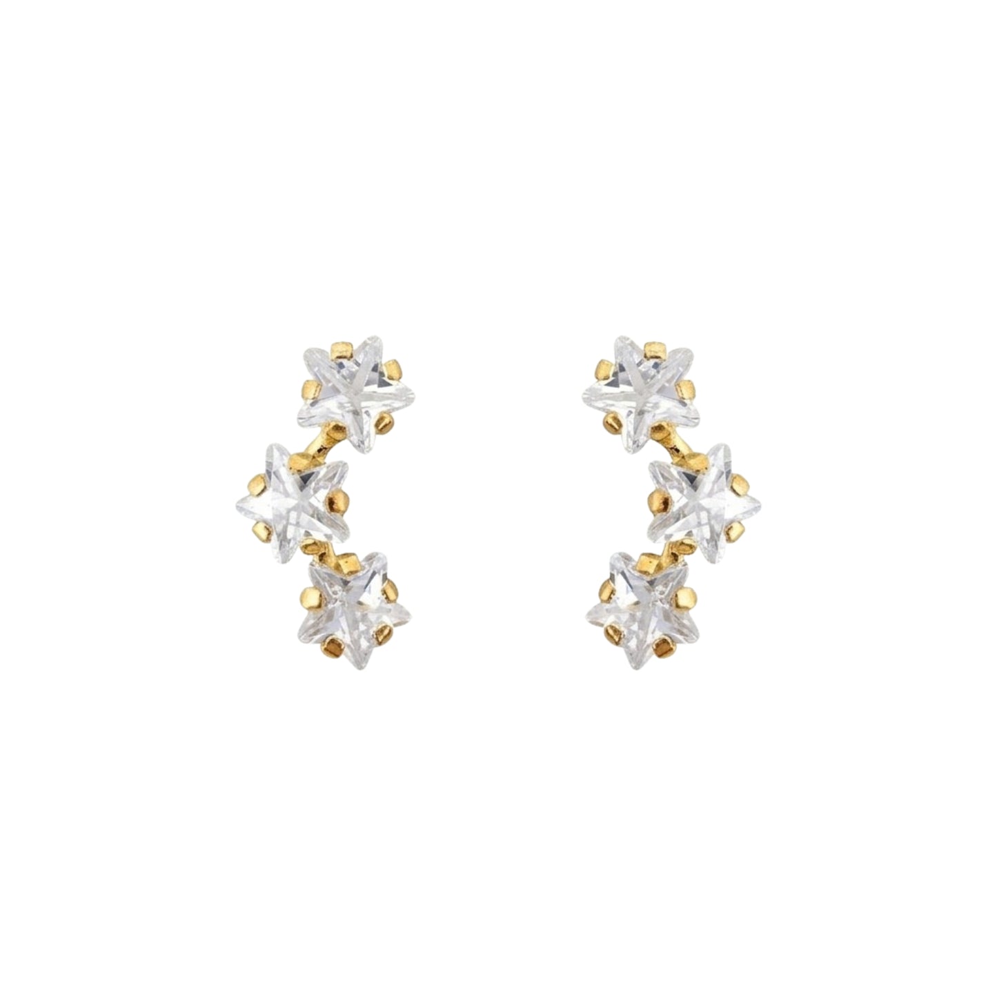 Aretes Oro 10K Broquel Lambada 3 Estrellas Chica