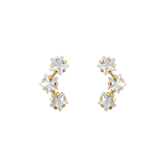 Aretes Oro 10K Broquel Lambada 3 Estrellas Chica