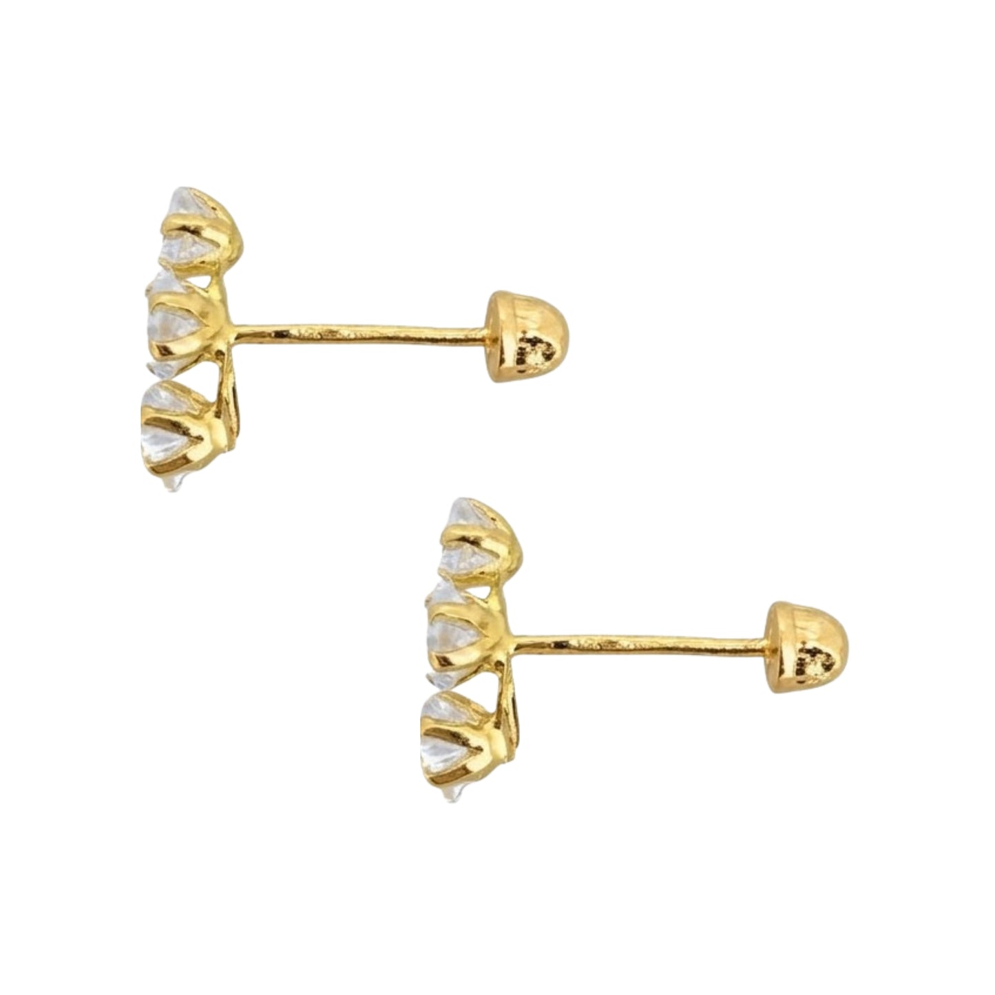 Aretes Oro 10K Broquel Lambada 3 Estrellas Chica