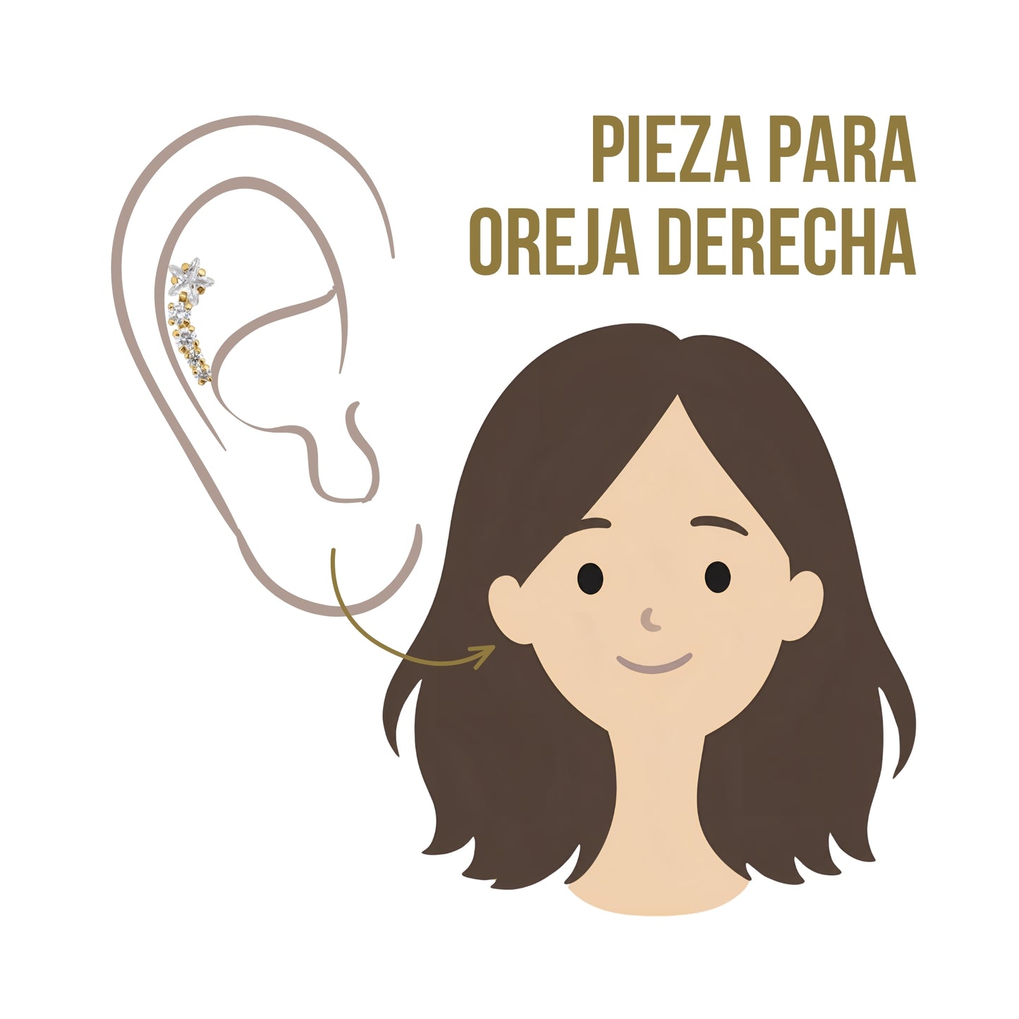 Aretes Oro 10K Broquel Lambada Estrella y 4 Zirconias