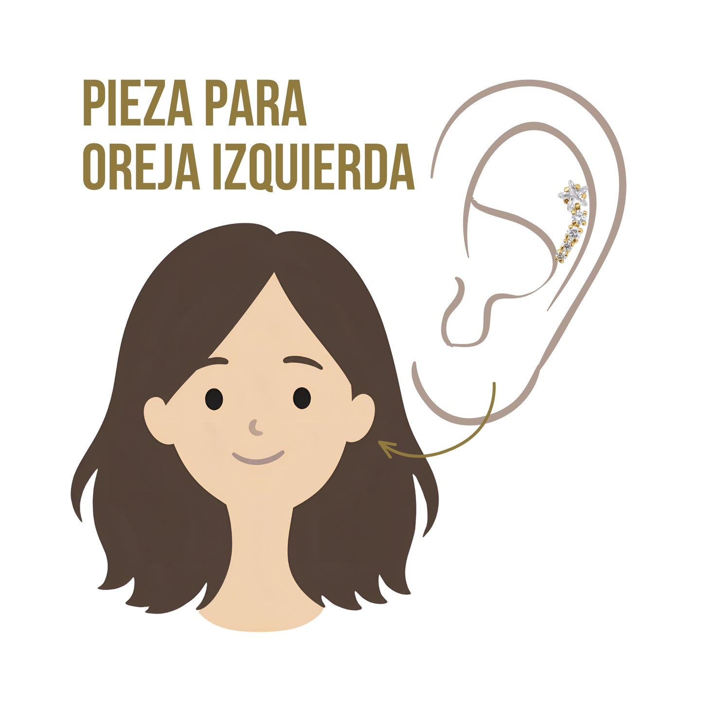 Aretes Oro 10K Broquel Lambada Estrella y 4 Zirconias