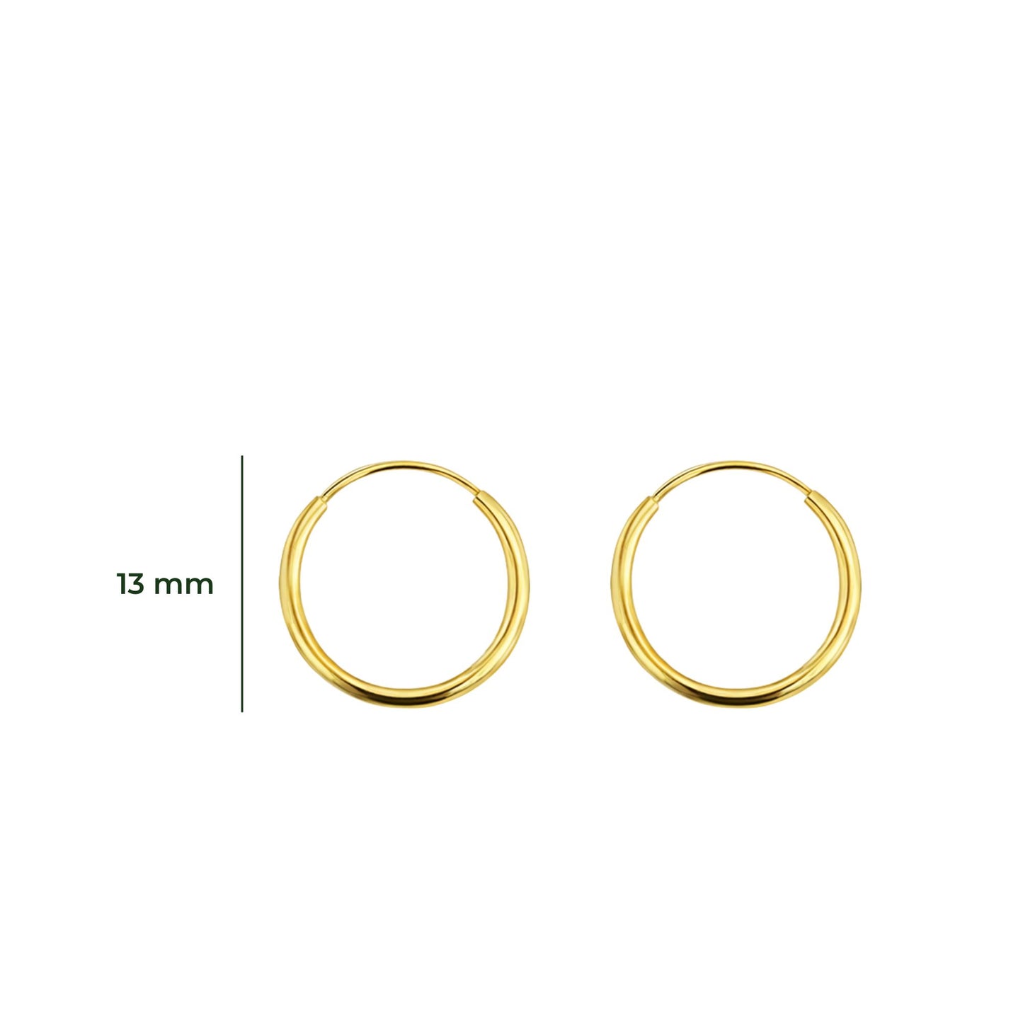 Aretes Oro 10K Broquel Huggies Lisas Oro Amarillo 10k Tamaño a Elegir 7 mm, 10 mm o 13 mm