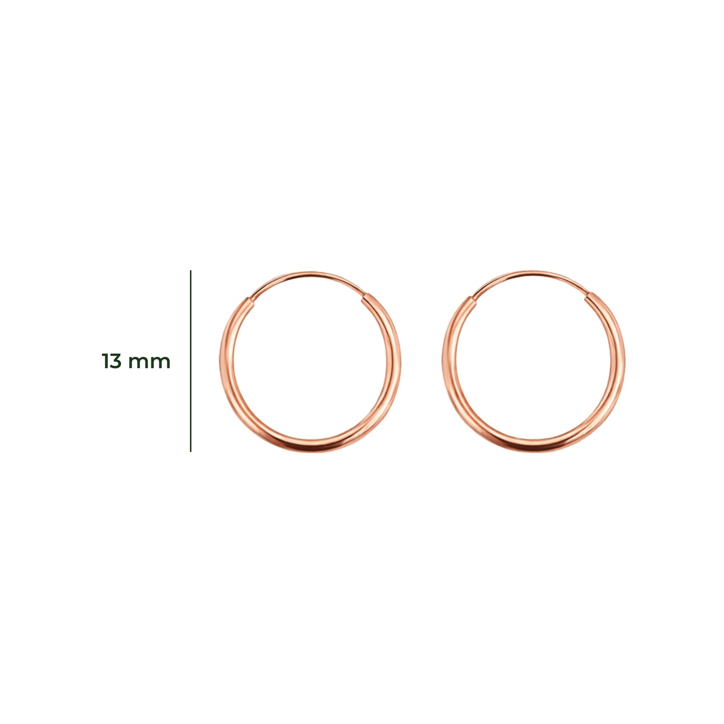 Aretes Oro 10K Broquel Huggies Lisas Oro Rosa 10k Tamaño a Elegir 7 mm, 10 mm o 13 mm