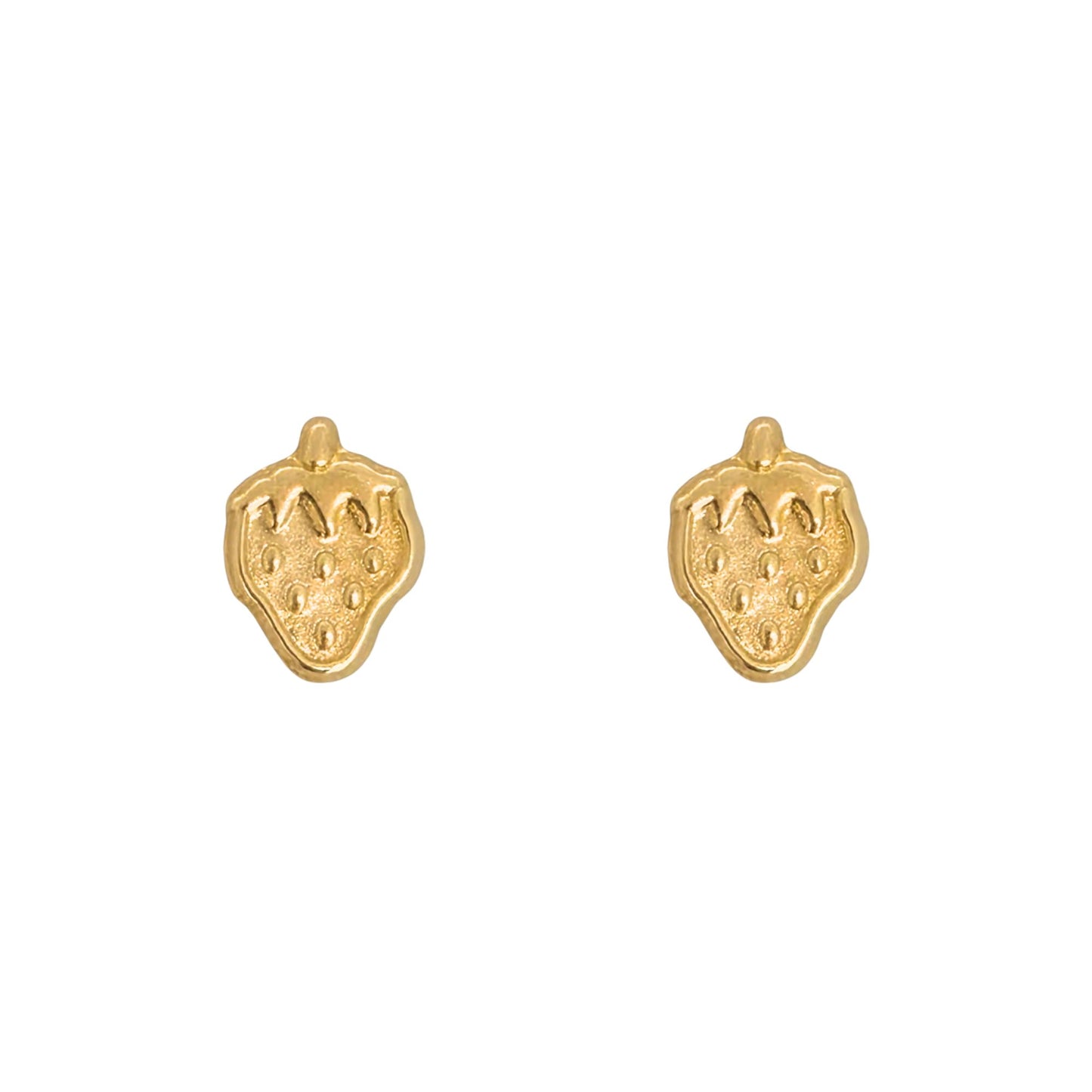 Aretes Oro 10K Broquel Fresa Dorada Plana