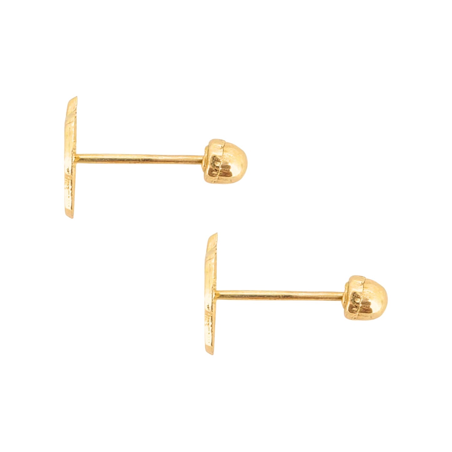 Aretes Oro 10K Broquel Fresa Dorada Plana