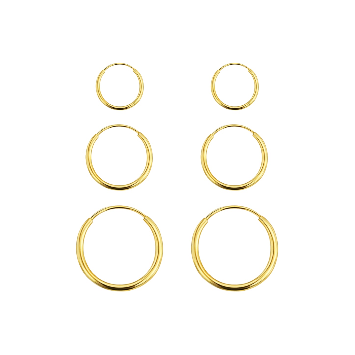 Aretes Oro 10K Broquel Huggies Lisas Oro Amarillo 10k Tamaño a Elegir 7 mm, 10 mm o 13 mm