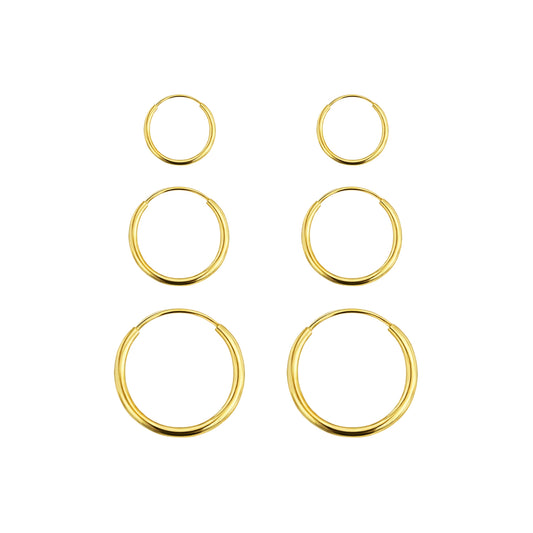 Aretes Oro 10K Broquel Huggies Lisas Oro 10k Tamaño a Elegir 7 mm, 10 mm o 13 mm
