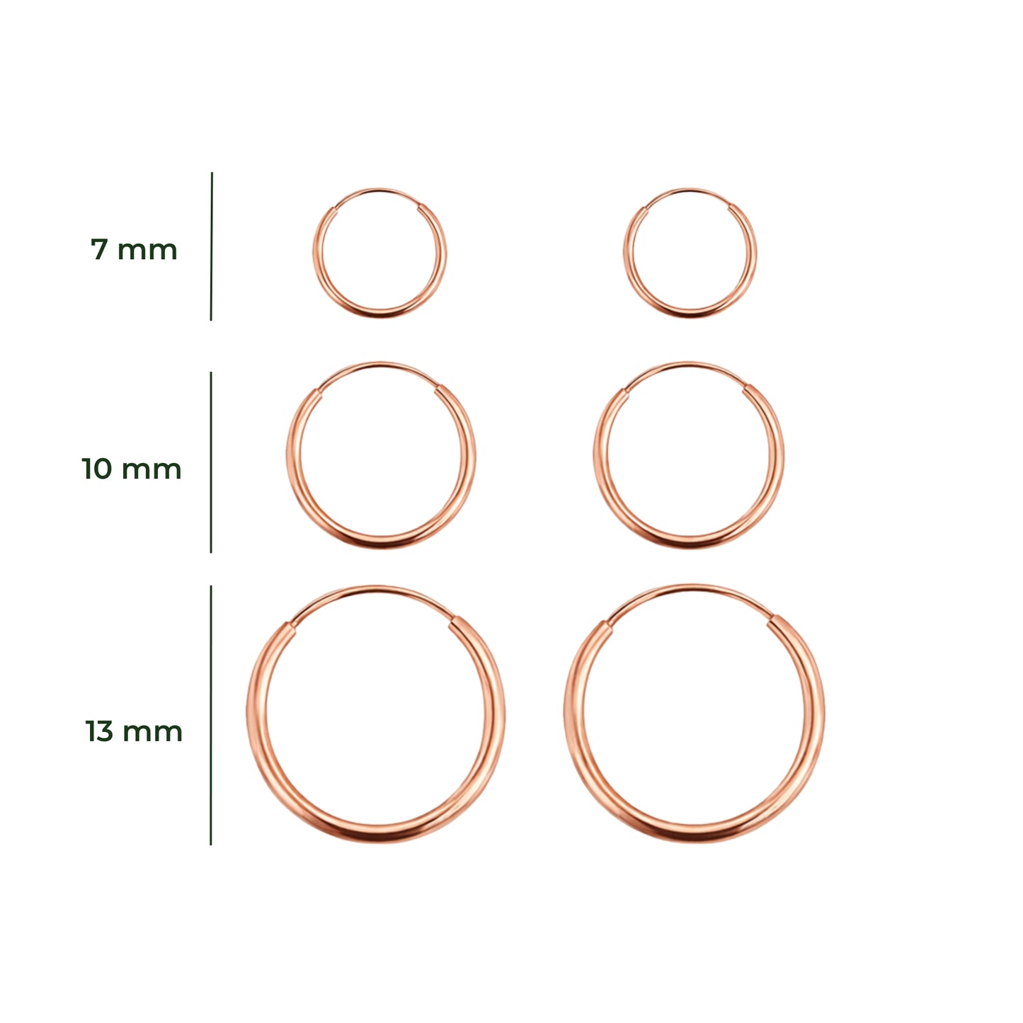 Aretes Oro 10K Broquel Huggies Lisas Oro Rosa 10k Tamaño a Elegir 7 mm, 10 mm o 13 mm