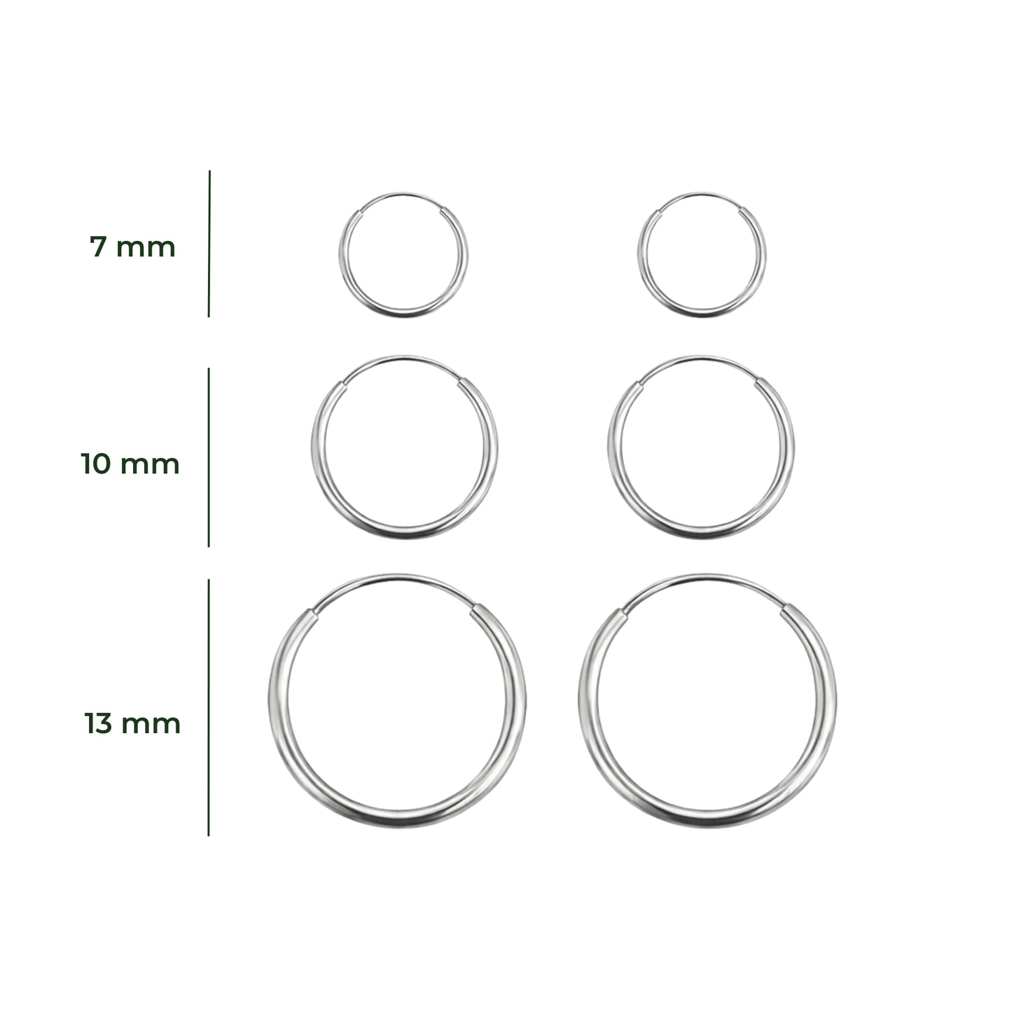 Aretes Oro 10K Broquel Huggies Lisas Oro Blanco 10k Tamaño a Elegir 7 mm, 10 mm o 13 mm