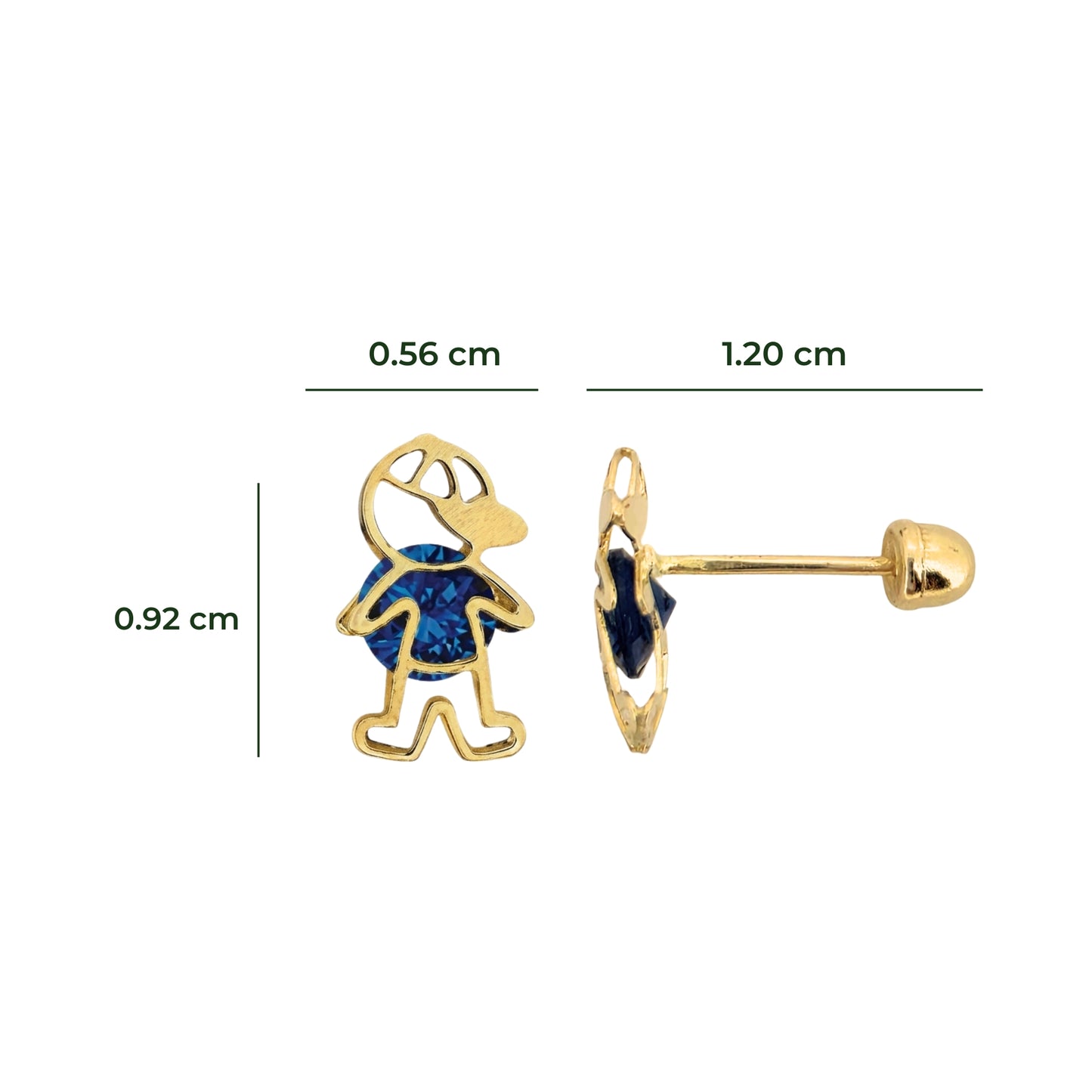 Aretes Oro 10K Broquel Niño Color a Elegir