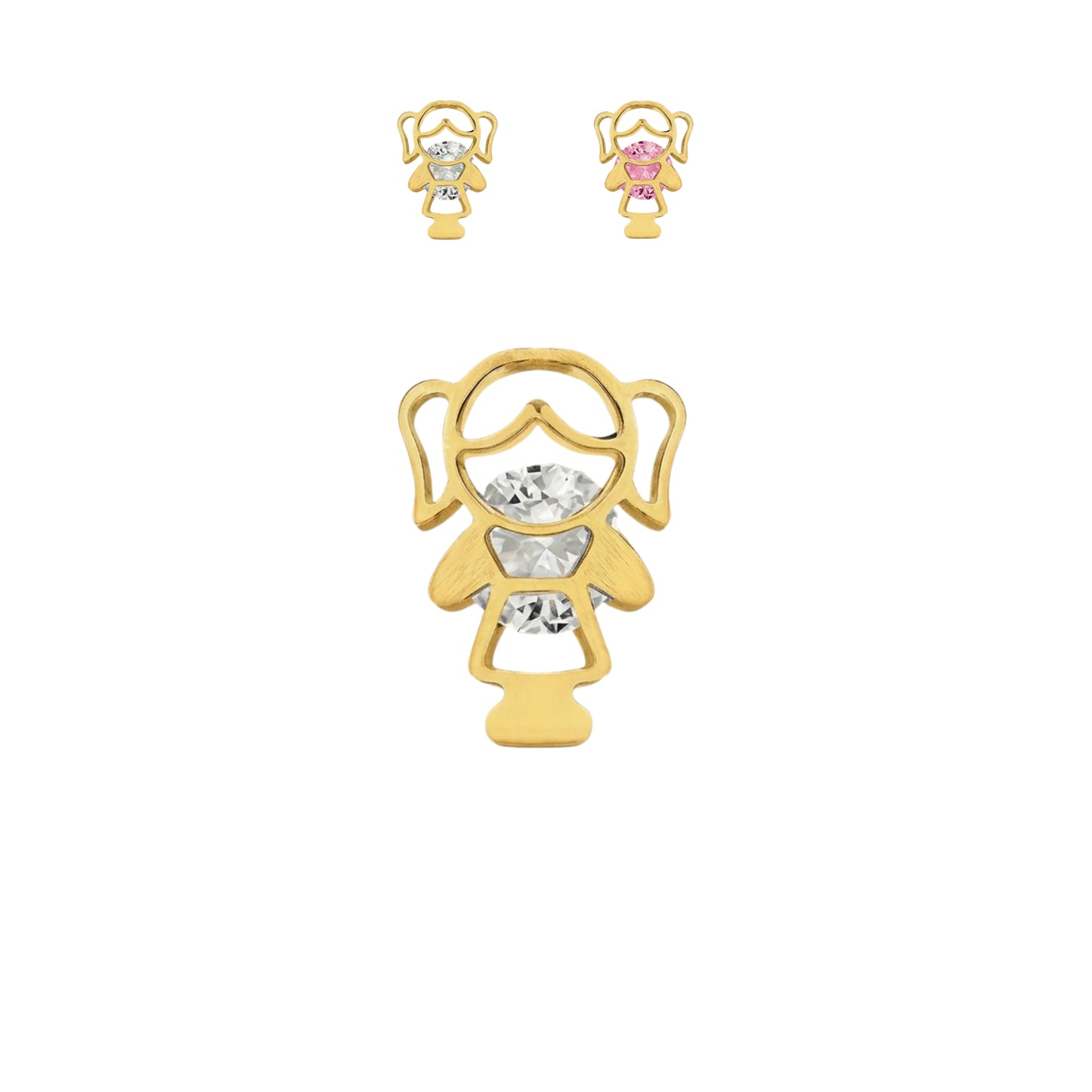 Aretes Oro 10K Broquel Niña Color a Elegir