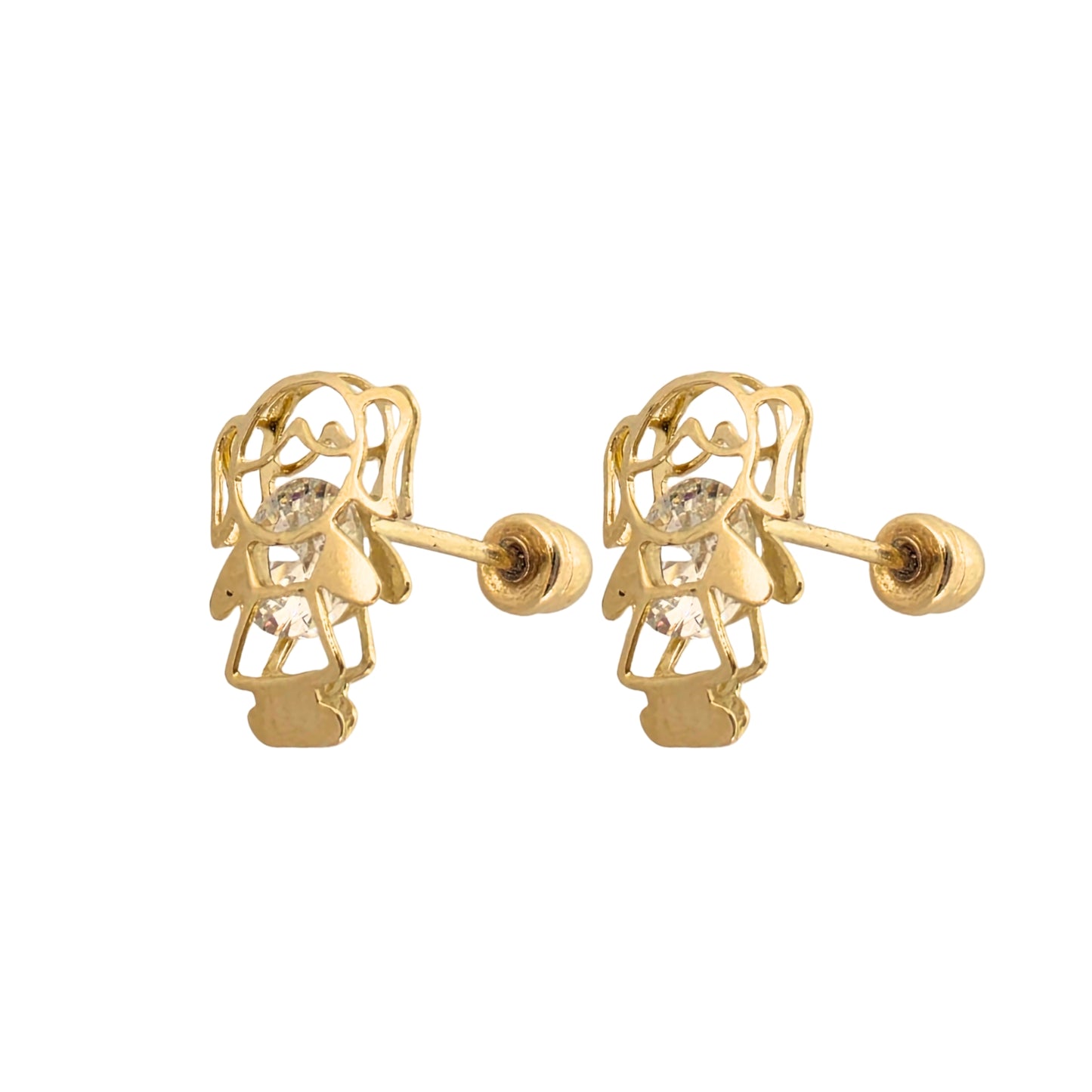 Aretes Oro 10K Broquel Niña Color a Elegir