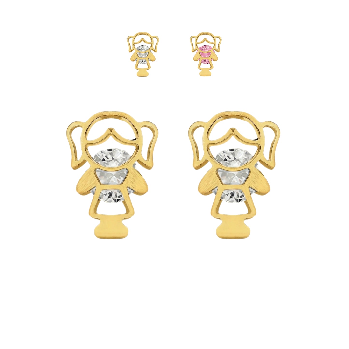 Aretes Oro 10K Broquel Niña Color a Elegir