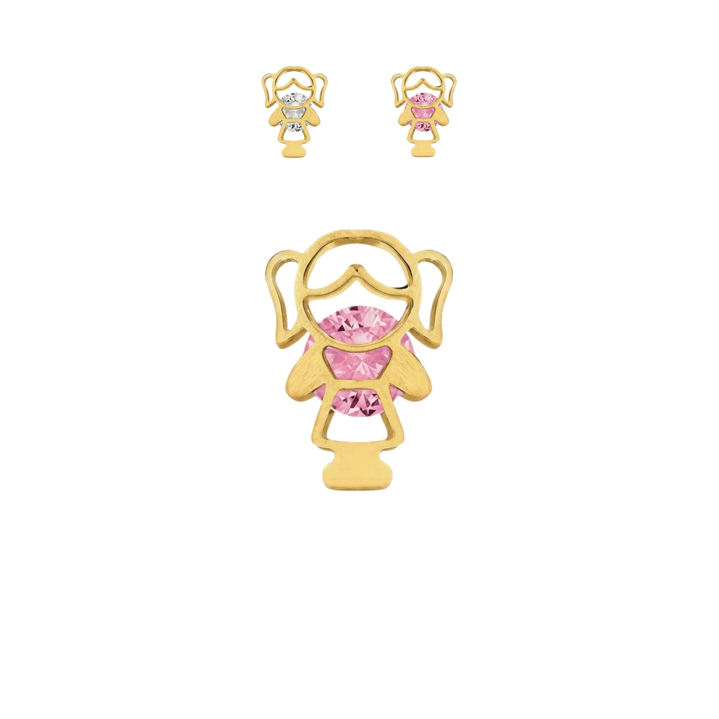 Aretes Oro 10K Broquel Niña Color a Elegir