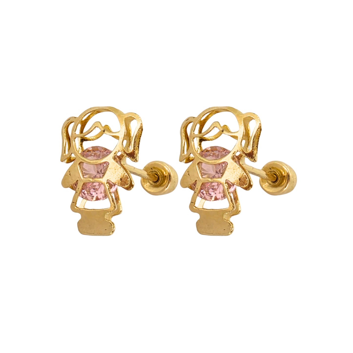 Aretes Oro 10K Broquel Niña Color a Elegir