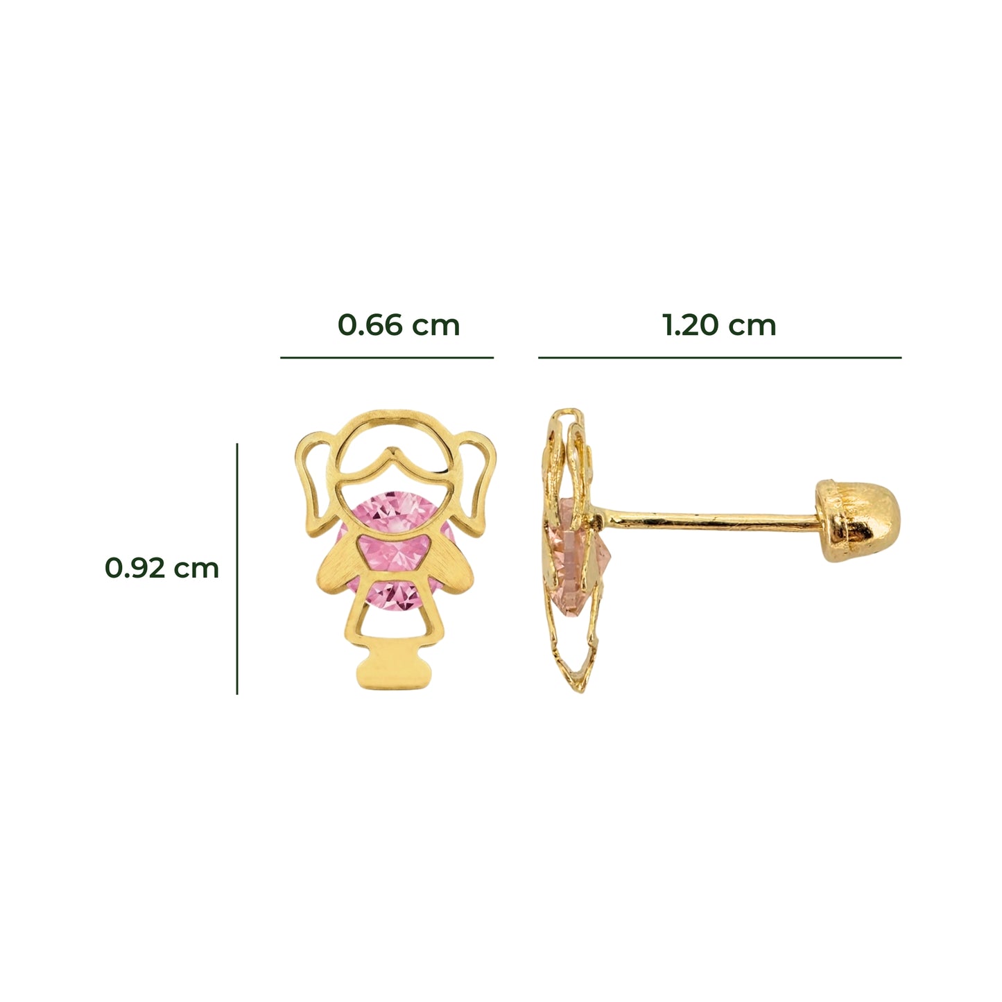 Aretes Oro 10K Broquel Niña Color a Elegir