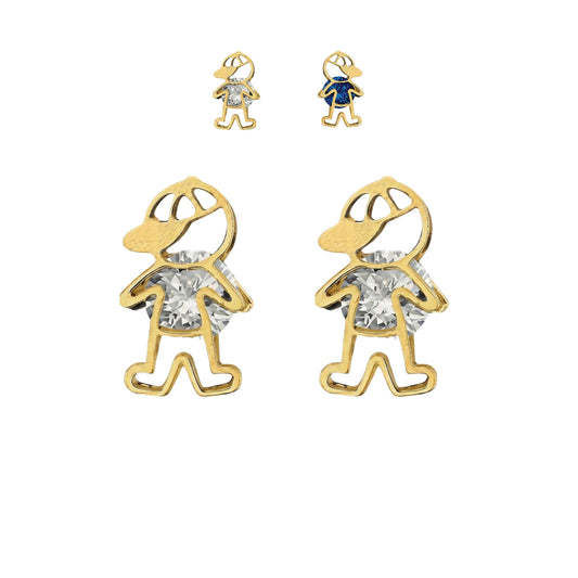 Aretes Oro 10K Broquel Niño Color a Elegir