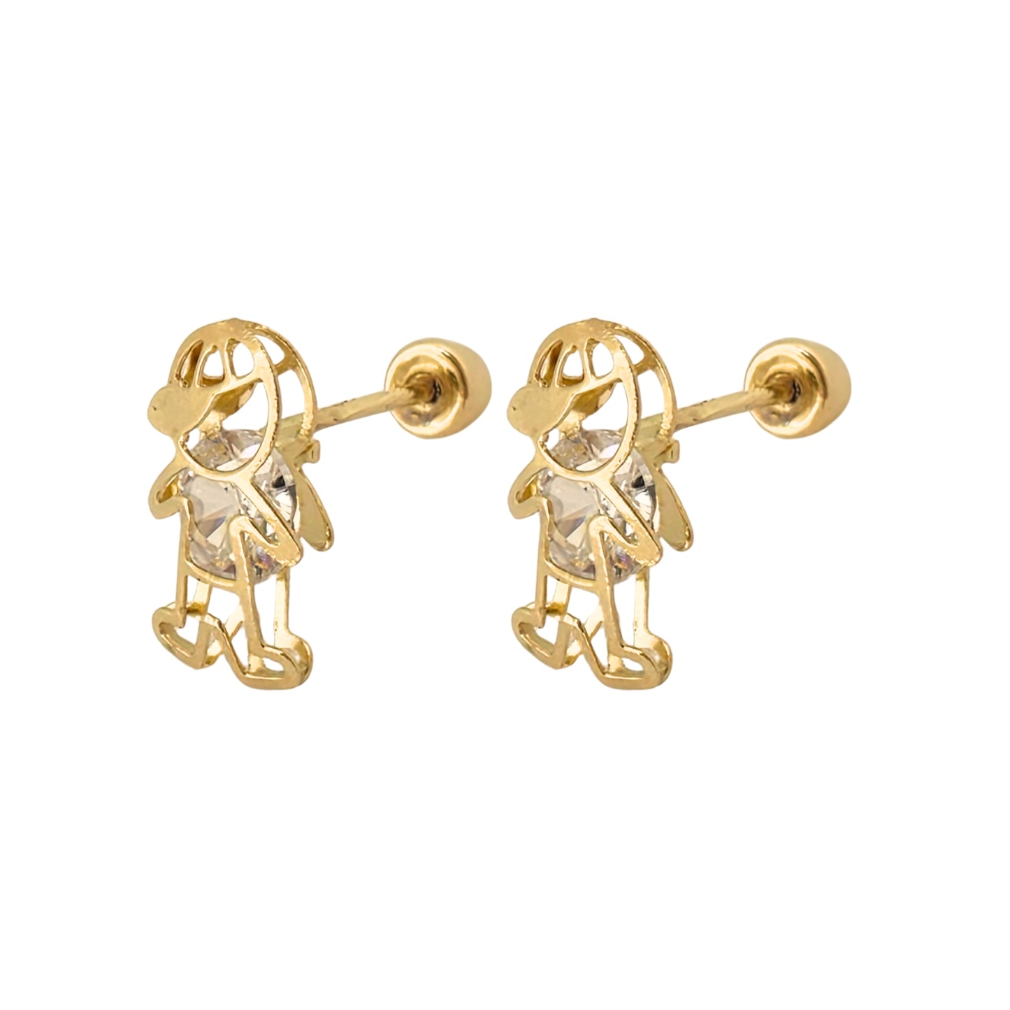 Aretes Oro 10K Broquel Niño Color a Elegir