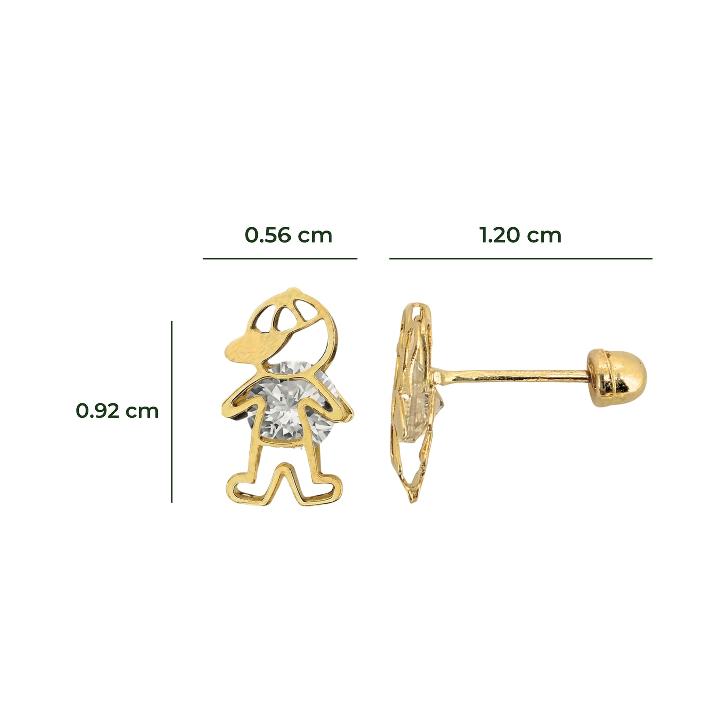 Aretes Oro 10K Broquel Niño Color a Elegir