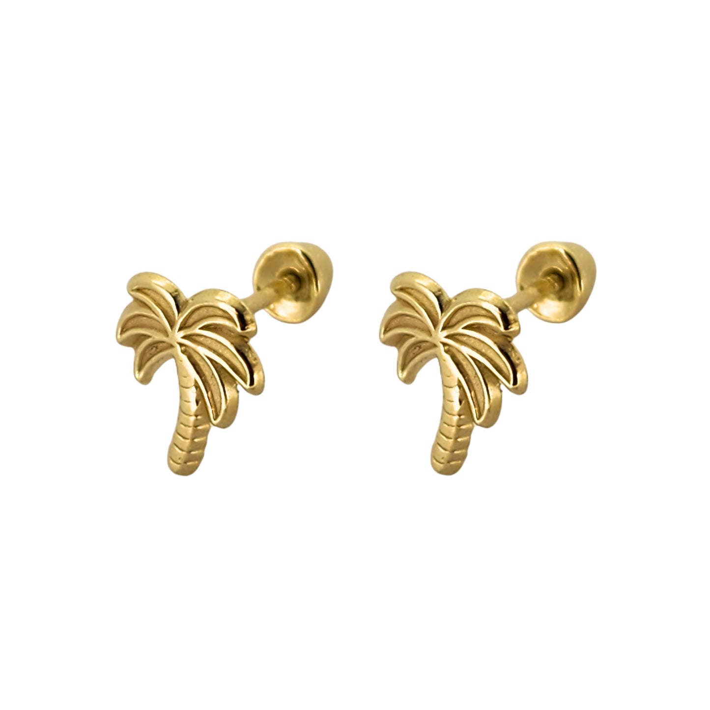Aretes Oro 10K Broquel Palmera