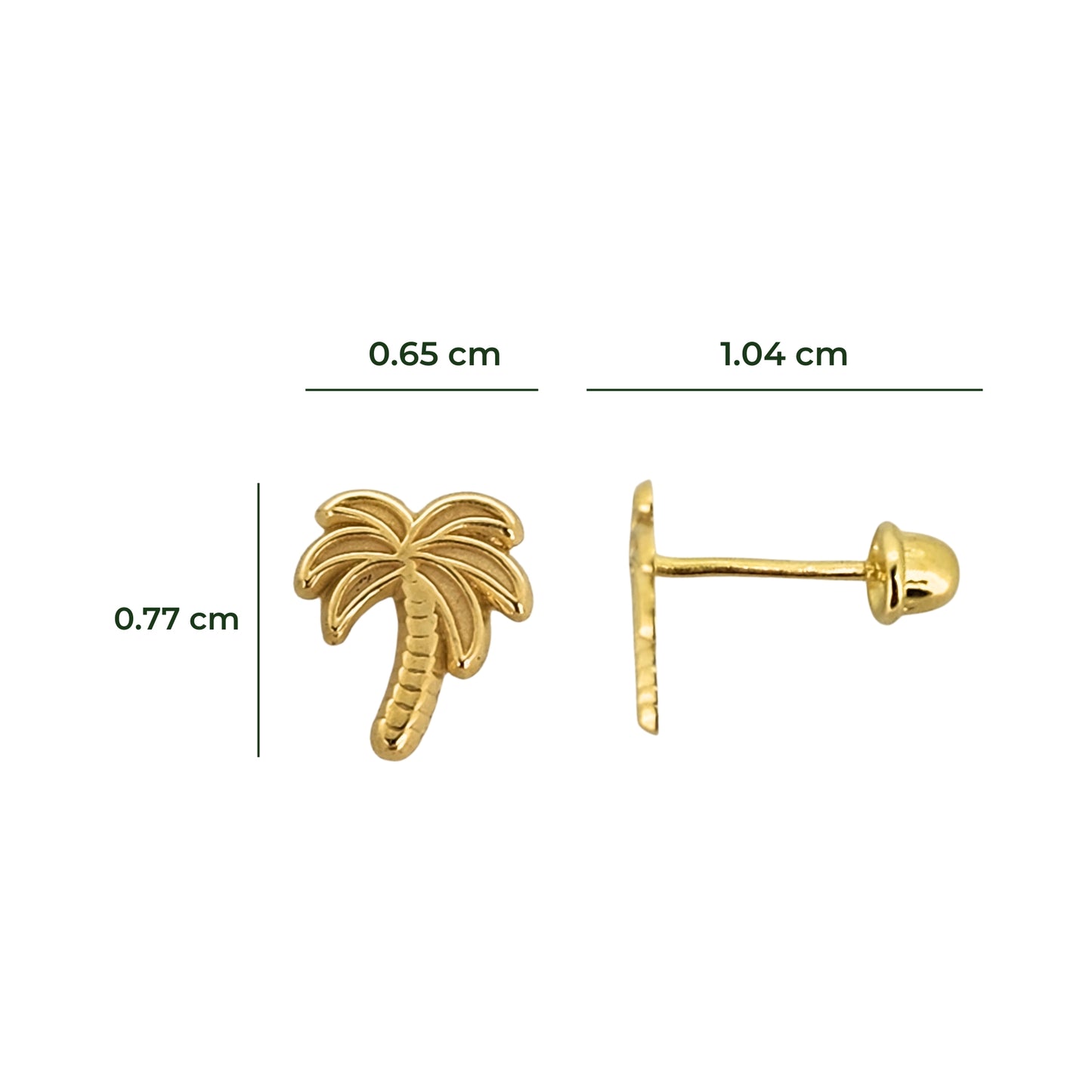 Aretes Oro 10K Broquel Palmera