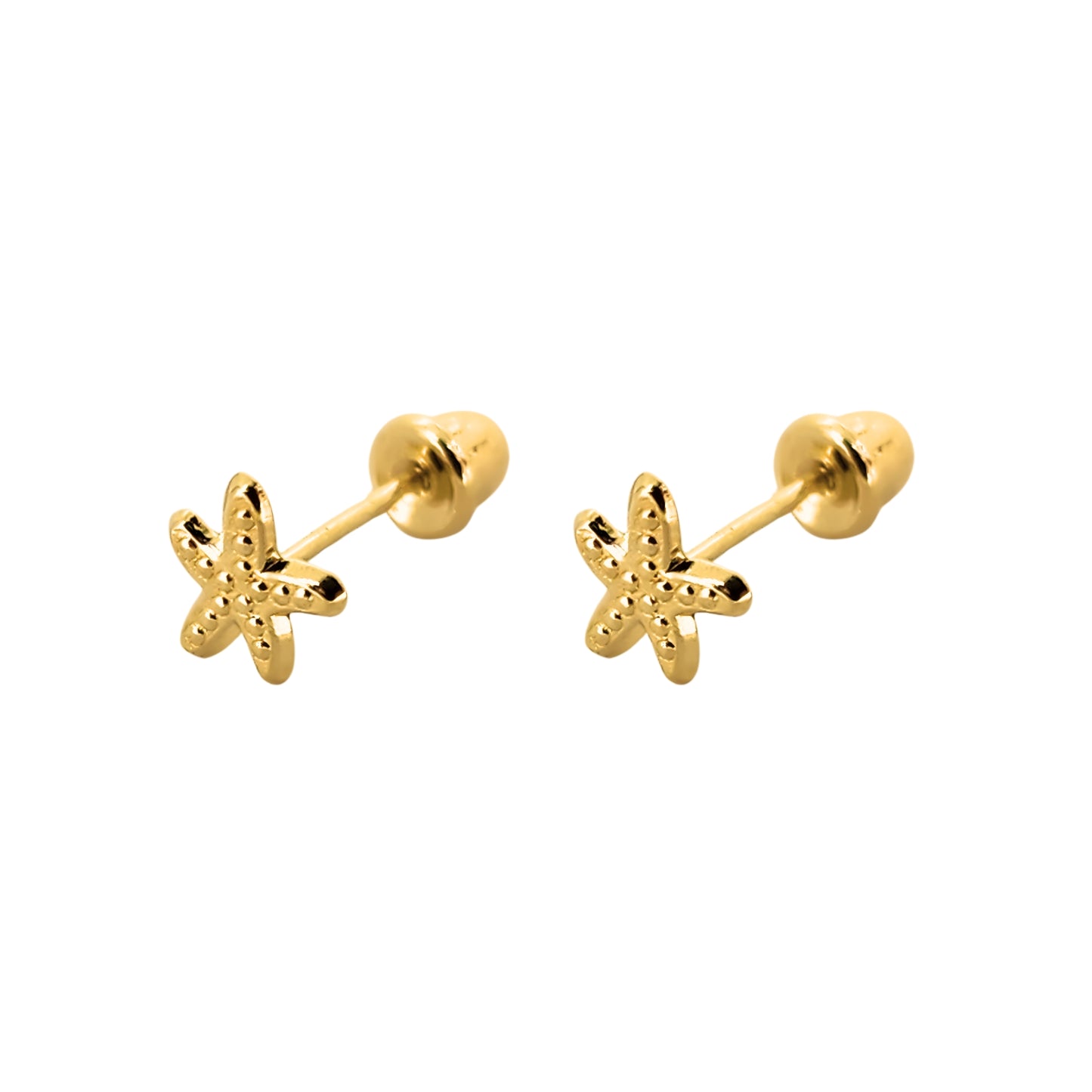Aretes Oro 10K Broquel Estrella de Mar Mini