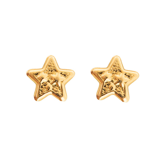 Aretes Oro 10K Broquel Estrella Estrellitas