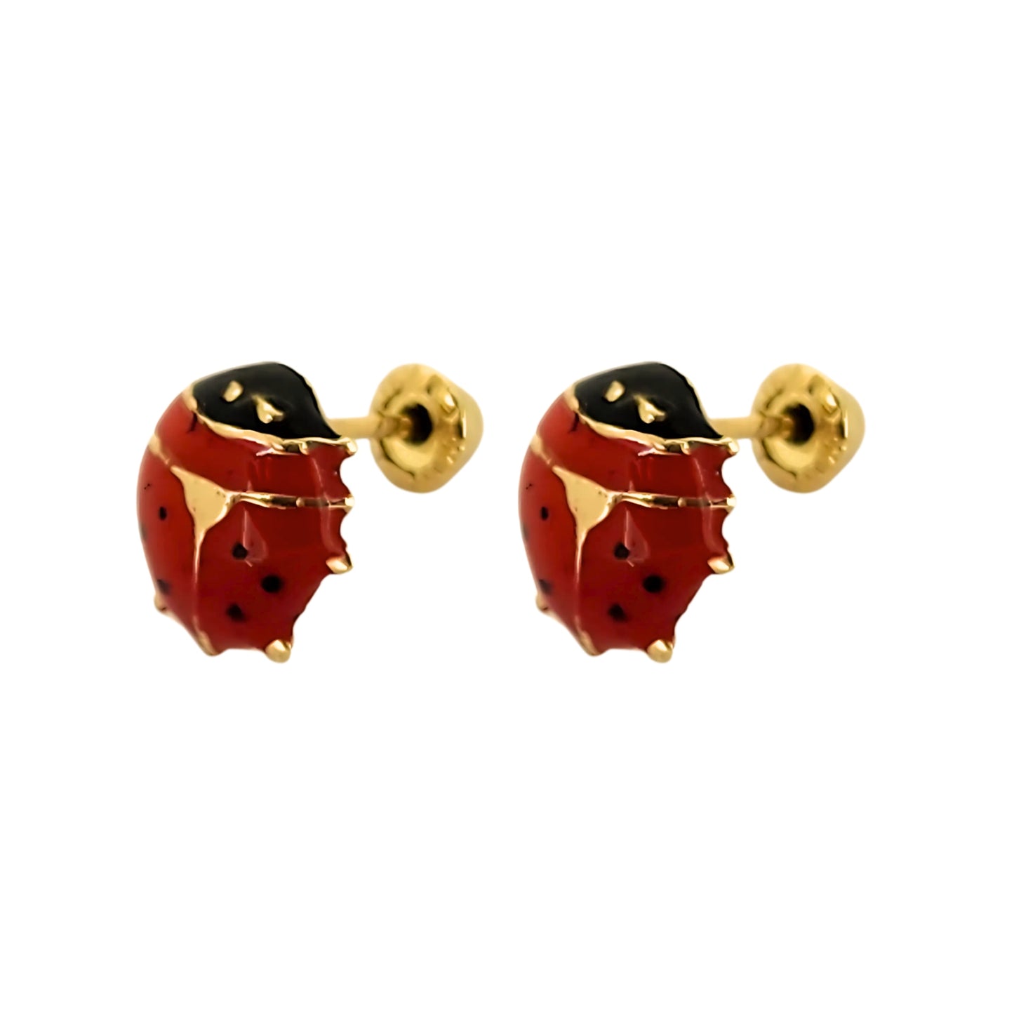 Arete Catarina Esmaltada Inflada, Chico, Mediano o Grande, Oro 10K Tipo Broquel