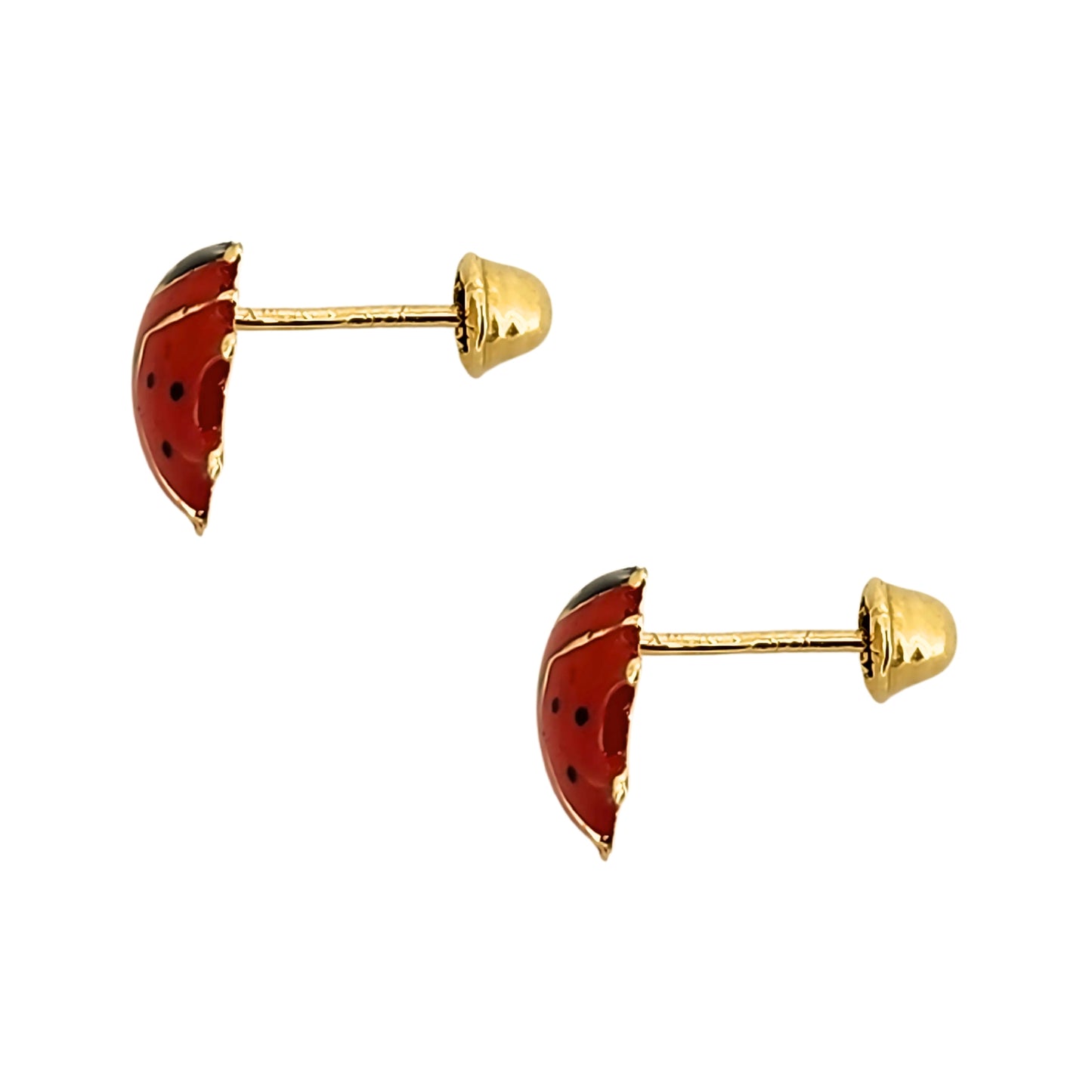 Arete Catarina Esmaltada Inflada, Chico, Mediano o Grande, Oro 10K Tipo Broquel