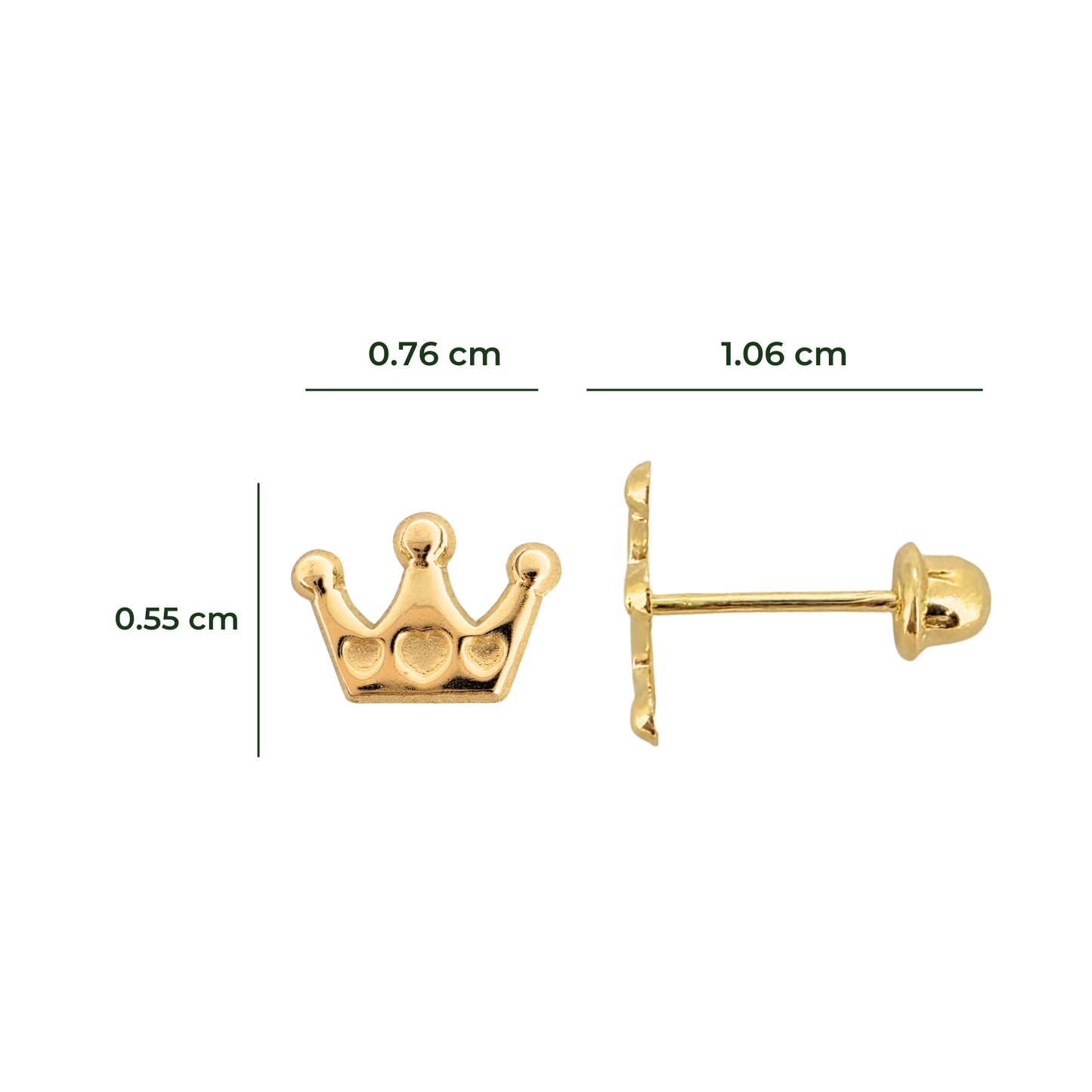 Aretes Oro 10K Broquel Corona