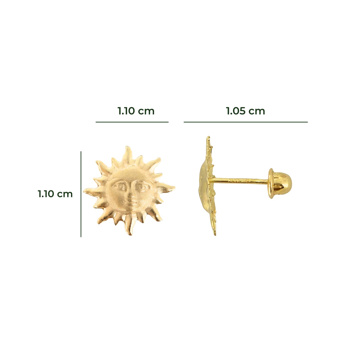 Aretes Oro 10K Broquel Sol