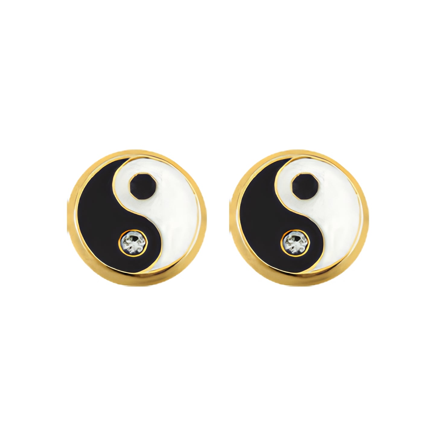 Aretes Oro 10K Broquel Yin y Yang