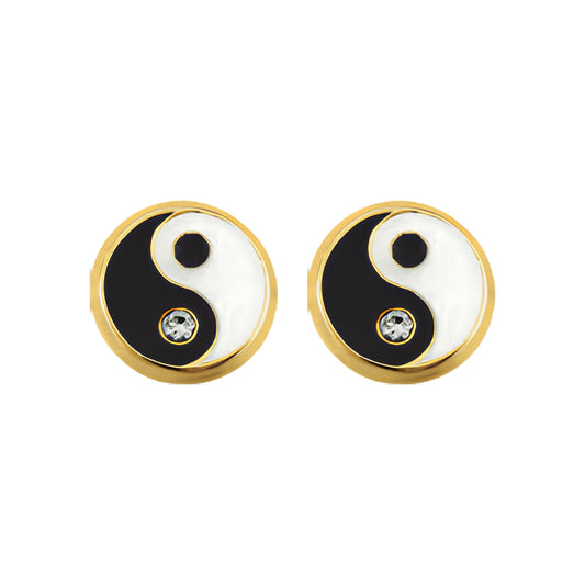 Aretes Oro 10K Broquel Yin y Yang
