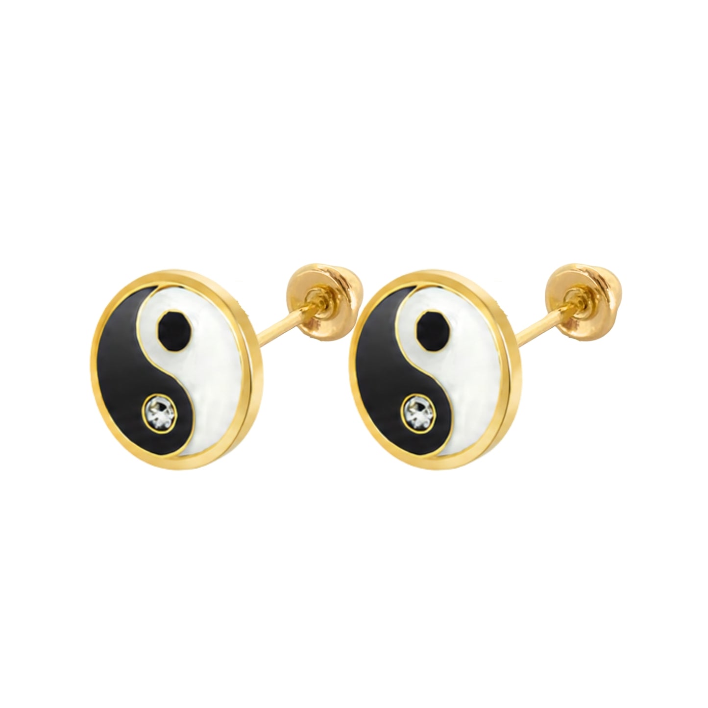 Aretes Oro 10K Broquel Yin y Yang