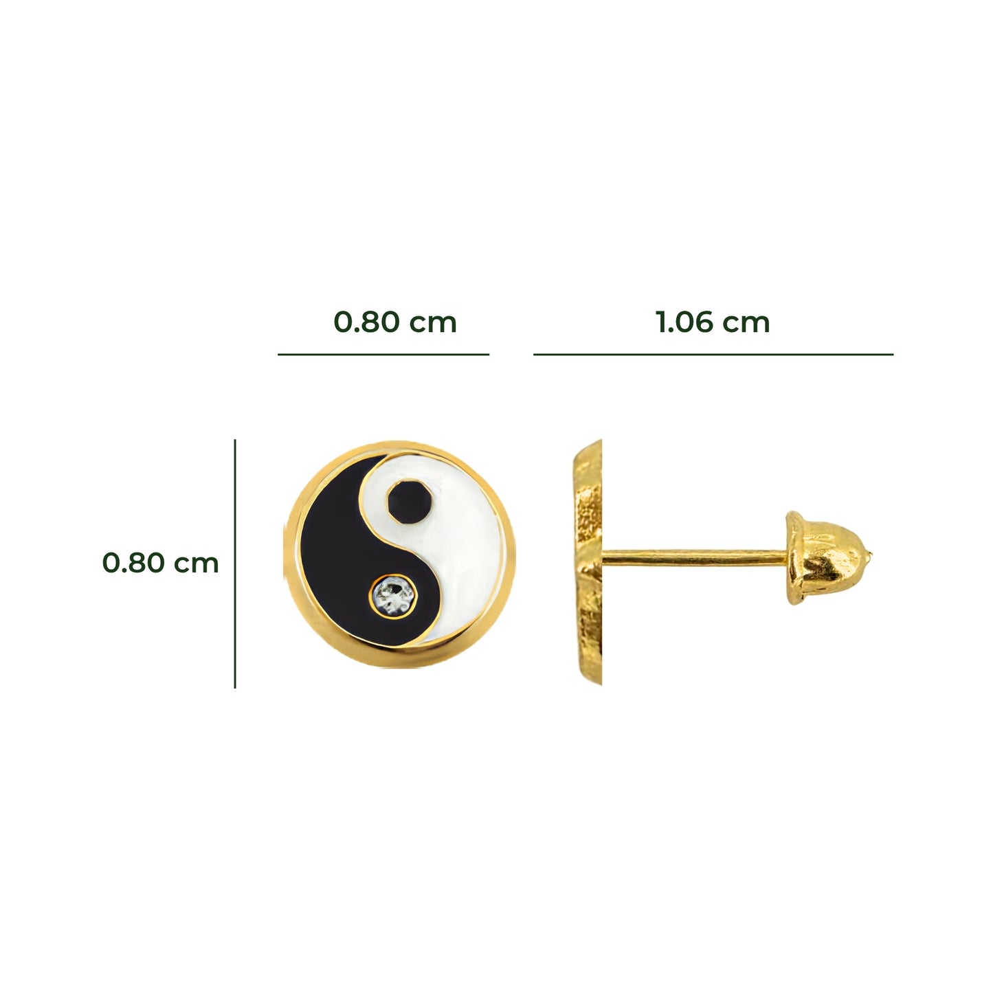 Aretes Oro 10K Broquel Yin y Yang
