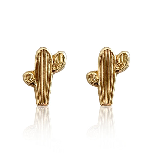 Aretes Cactus Planta, Oro 10K Tipo Broquel