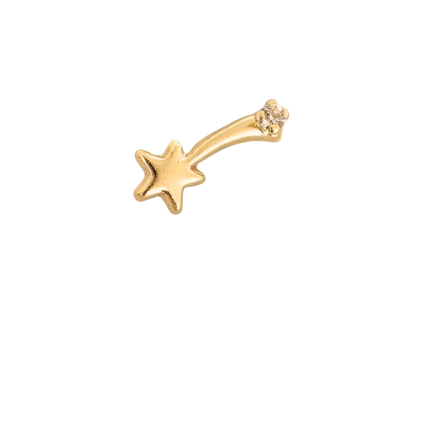 Aretes Oro 10K Broquel Estrella Fugaz Zirconia
