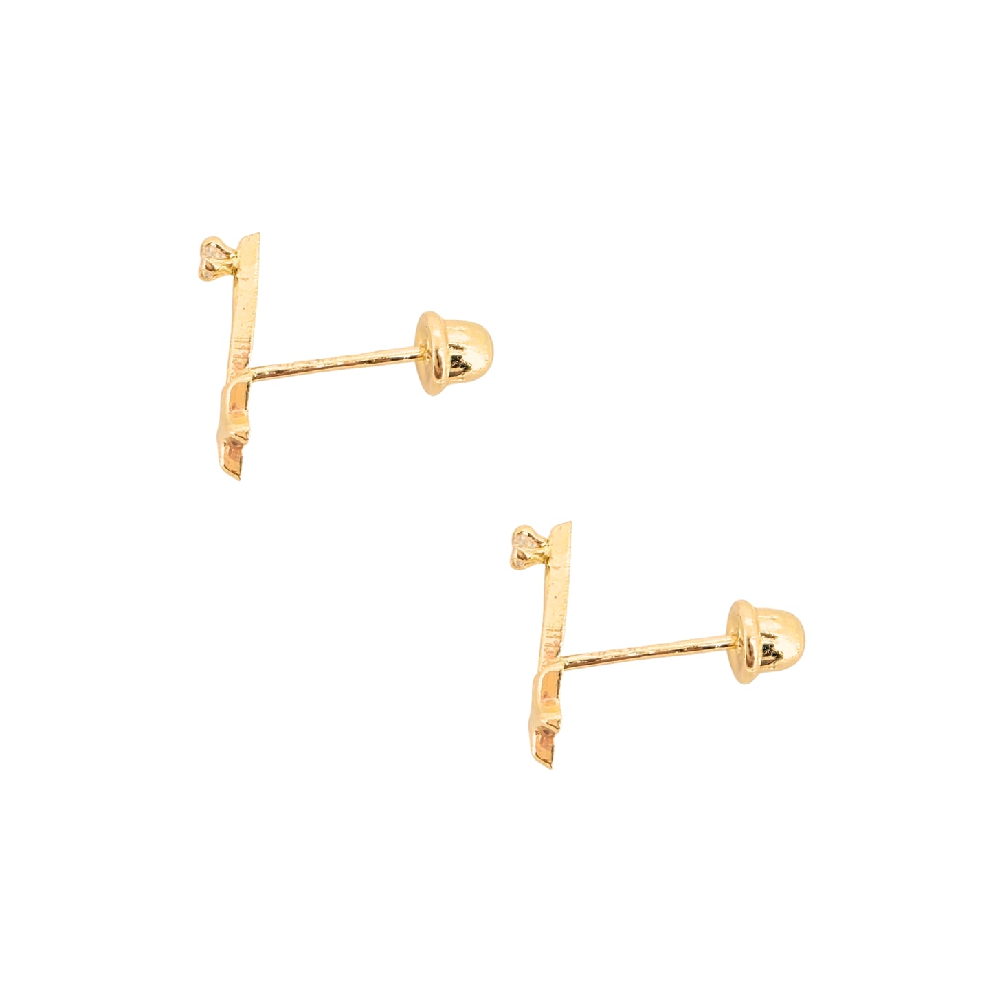 Aretes Oro 10K Broquel Estrella Fugaz Zirconia
