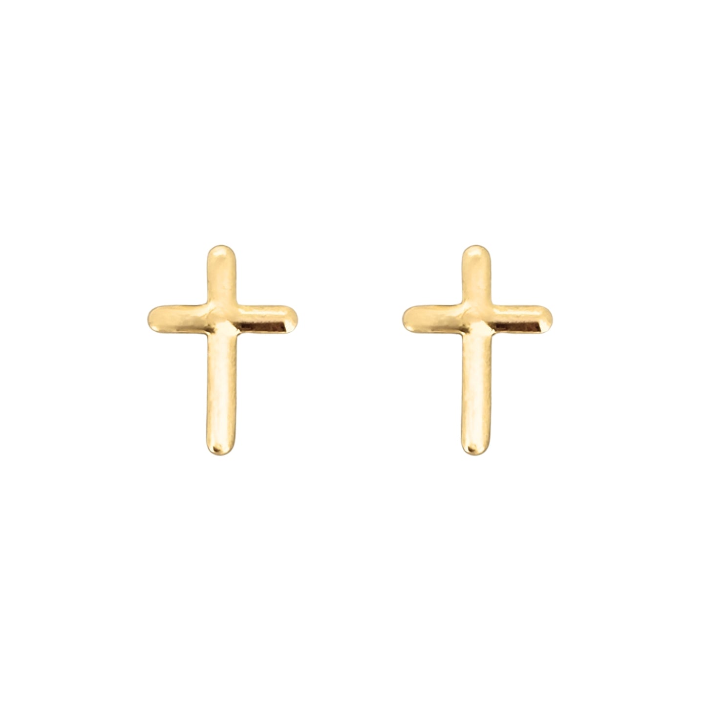 Aretes Cruz Lisa Oro 10k, Tipo Broquel