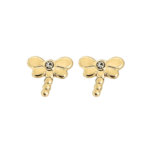 Aretes Libélula Mediana Oro 10k, Tipo Broquel