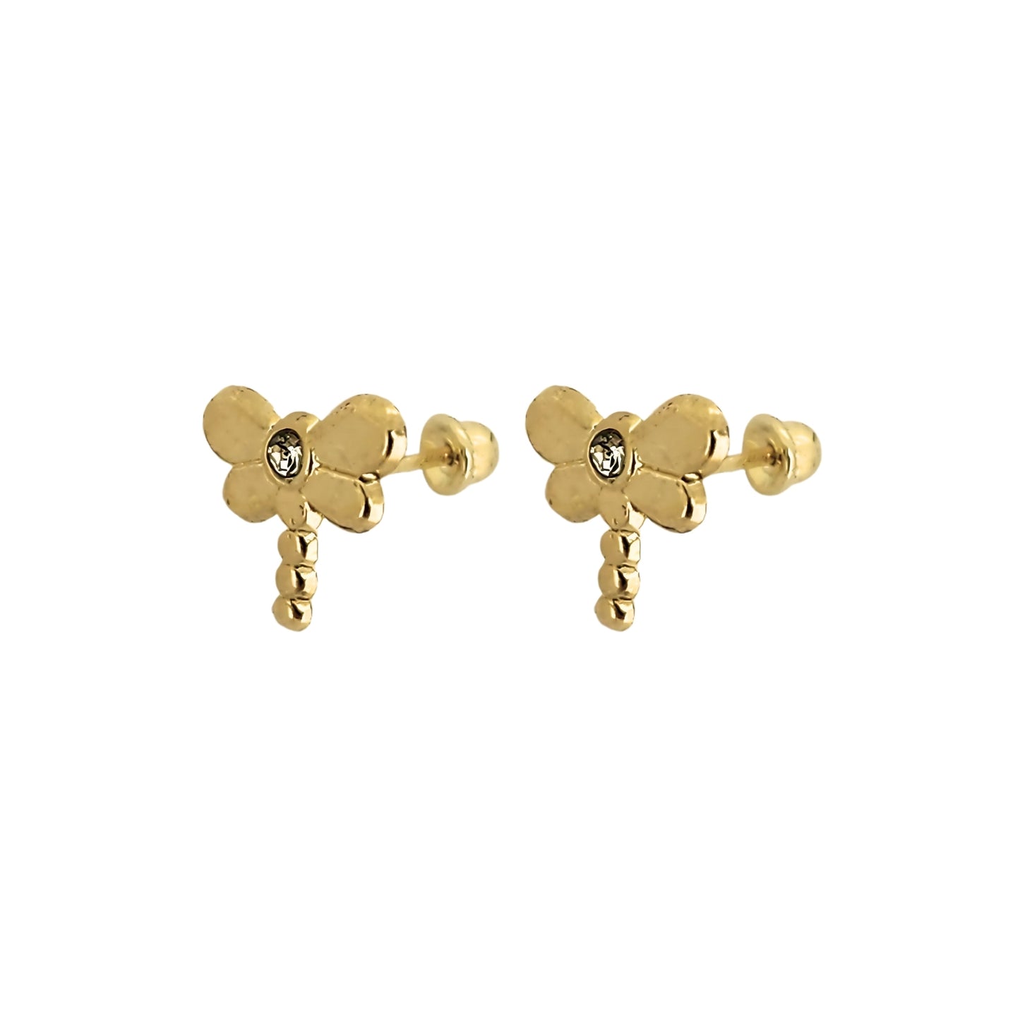 Aretes Libélula Mediana Oro 10k, Tipo Broquel